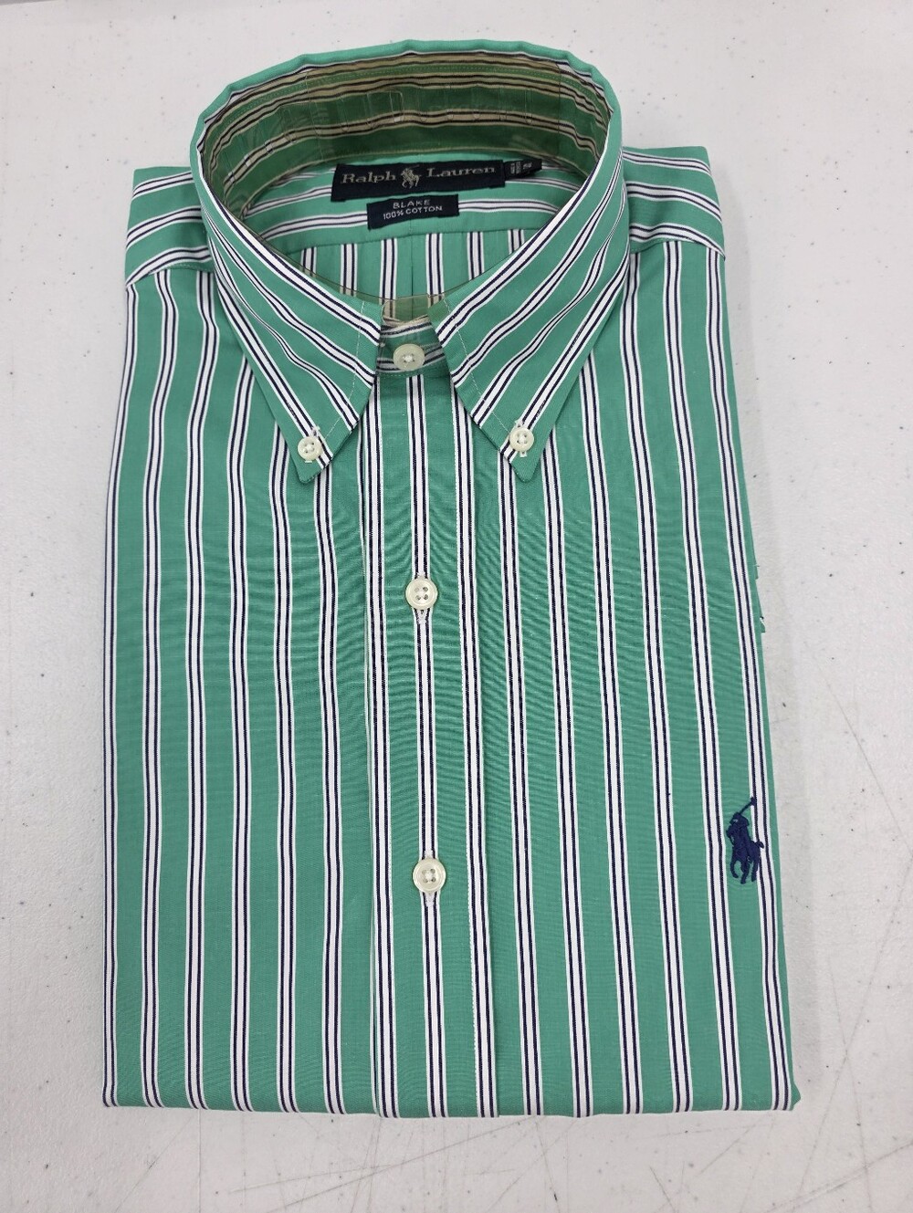 NWT Vintage 90’s Ralph Lauren Blake Shirt Men’s Size S Green Striped Long Sleeve